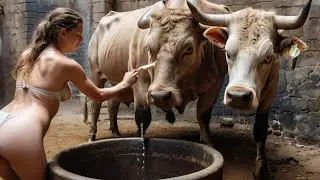 Cow Farm Made My Day! Pretty Girl Milking Farming