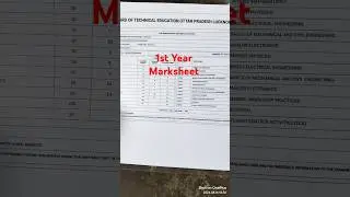 UP Polytechnic 1st Year Marksheet | Bteup 1st Year Marksheet #bteup #polytechnic #marksheet #shorts