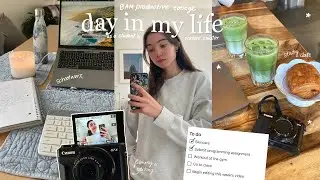 8AM productive day in my life as a college student & content creator  💌