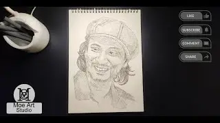 Drawing portrait Vincent Ryan Rompies using pen By Moe Art Studio