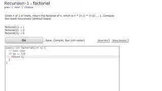 Java: Finding factorial using recursion