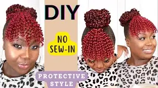 NEW METHOD NO SEWIN  FULL FRINGE/ BANGS HAIRSTYLE USING CURLY CROCHET BRAID | DIY | VERY DETAILED