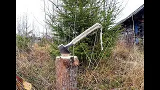 Homemade axe from a ploughshare