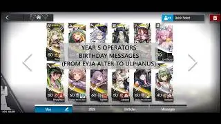 Arknights 2026 Birthday Messages EN voice lines: All Year 5 (2024) operators