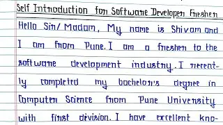 Self Introduction for Software Developer Fresher in English