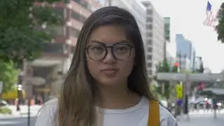 young asian woman portrait in city | 4K Footage