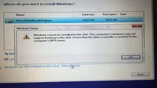 Windows cannot be installed to this disk. Ensure that disk’s controller enabled in Bios - SOLVED