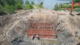 Prawn Farming Aquaculture Water Pump Machine Pit Retaining Wall Formwork, Concrete Structure Seaside