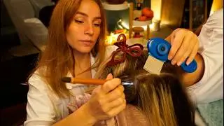 ASMR Scalp & Hair EXAM with Close-up DANDRUFF REMOVAL | scratching, sectioning, | real person asmr