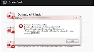 How to fix adobe After Effects CC 2019 (win64) minimum OS version required: 10