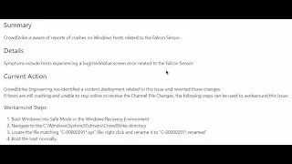 Solution to Windows and Cloudstrike BSOD issue which impacted thousands of computers on the Internet