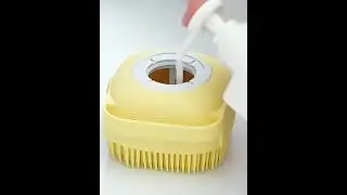 Dog Bath Brush Pet Massage Brush Shampoo Dispenser Soft Silicone Brush Rubber Bristle