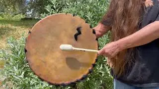 Listen to the 18" Sacred Lightning Drum, hand-crafted by HorseBear, 35+ yrs. traditional drum maker.