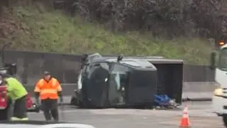 Roll Over Truck Accident I-5 Tukwilla WA.