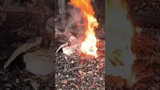 Starting a fire with a small flamethrower 