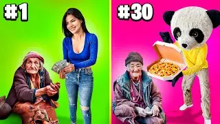 AYUDANDO a 30 PERSONAS en la CALLE en 1 HORA !!