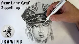 рисунок anime из игры Azur Lane, Graf Zeppelin drawing.