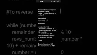 Python programming : Reverse a number using while loop