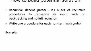 Recursive Descent Parser | Top down parser | Compiler Design