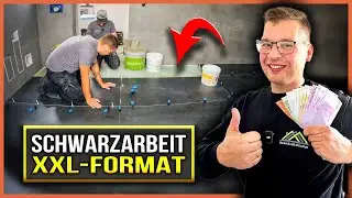 SCHWARZARBEIT mit XXL-FORMAT | Fliesenverlegung mit Ablaufrinne in der Dusche! | Home Build Solution