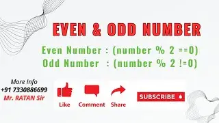 Java Number Programs || EVEN & ODD || Ratan Sir || Like Comment Subscribe || 7330886699