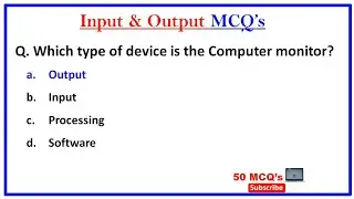 Top 50 Hardware & Input-Output Devices Mcq | Computer MCQ's