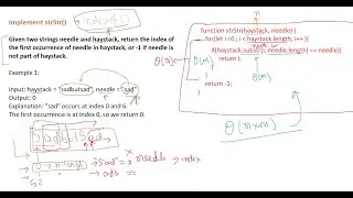 Interview Questions | Implement strStr() | JavaScript | NodeJS | leetcode
