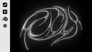 3D Tribal Chrome Type Timelapse | Procreate + Illustrator + Blender + Octane