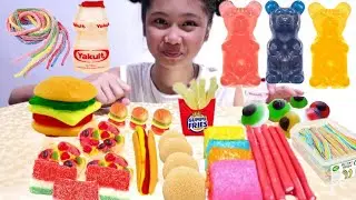 ASMR GUMMY FOOD,GUMMY CHEESE BURGER,GUMMY PIZZA GUMMY HOTDOG AND MORE (KEESHIA MANESE)