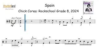 'Spain' - Rockschool Grade 8 Drum Score | Full Play-Along + Notation (2024)