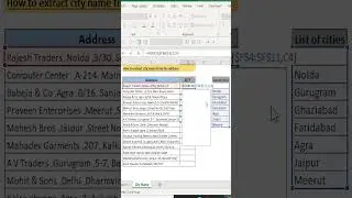 How To Extract City Name From The Address #shorts #excel