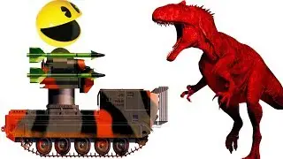 Learn Colors with Pacman Eating Dinosaur Cartoons For Children 3D Dinosaur Vs Army Tank Epic Battle