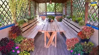 Yard with a gazebo / Landscaping / New plants