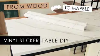 Faux Marble Table - How to apply Vinyl Sticker on Furniture