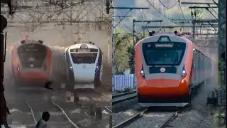 Newbie Orange Vande Bharat Meets 22225 Solapur Vande Bharat at Neral | 
