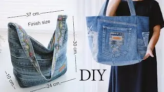 2 Ideas DIY old jeans recycle Tote Bag | Sewing | Tutorial