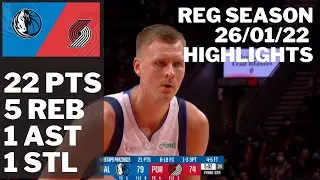Kristaps Porzingis vs. Trail Blazers: 22 pts, 5 reb, 1 ast HIGHLIGHTS 2021/22 Reg Season [26.01.22.]