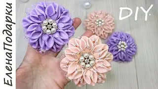Сделала ЦВЕТОК ИЗ ЛЕНТ на праздник 🌸 мастер-класс ElenaPodarki 🌸 FLOR DIY