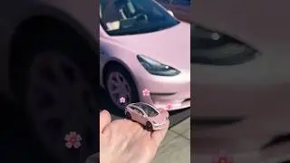 Making a mini version of my pink Tesla 🌸🐜 #pinkcar #minis #pinktesla #pinkaesthetic #barbie