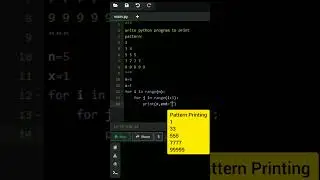 pattern Printing in python|pattern printing using for loop #viralshort