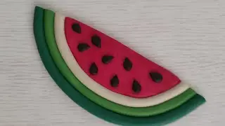 Лепим из пластилина дольку 🍉 арбуза.