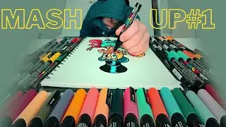 Epic Posca Fusion: Drawing 2 Characters in One!