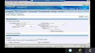 Oracle Financials EBS -  R12  Tax setups  - Part 1