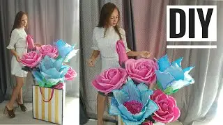 Flowers in a hat box, large roses from Isolon, DIY package box, rose from Isolon, DIY