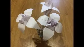 How to do a flower lily of origami from the paper of а4 with own hands without glue of video