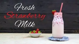 Yummiest Strawberry Milk with fresh strawberries! #short #strawberrymilk #freshstrawberrymilk