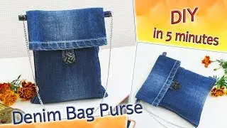 DIY Jeans Bag Purse Recycling - How To Make Foldover Clutch From Old Denim - Old Jeans Crafts