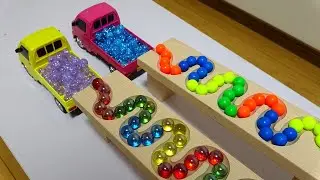 Marble Run Race ASMR ☆ HABA Slope& 2 RC Truck, Dump Truck, Garbage Truck Truck!