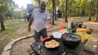 Another White t-shirt ￼episode out here camping with the buds!