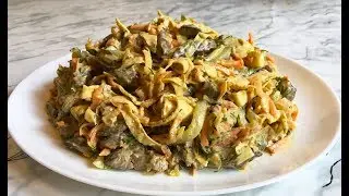 Salad with Chicken Liver and Egg Pancakes